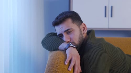 Depressed and stressed young man.