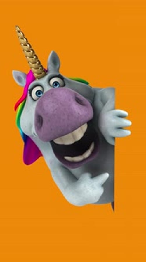 Fun 3D cartoon Unicorn (with alpha channel)