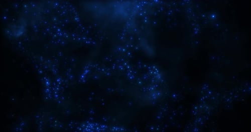 Abstract cloud of glowing dust particles and dots, particle stream, space scene with sparkling stars