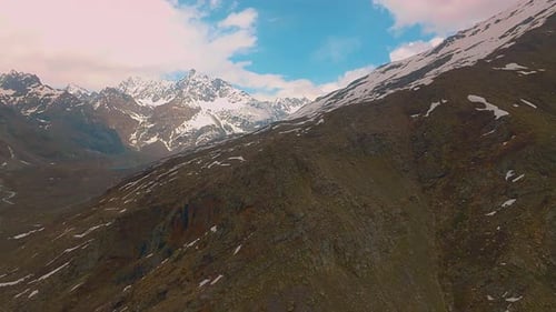 Majestic Mountains Aerial View with Snow-Capped Peaks