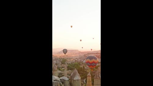 Hot Air Balloons Over Cappadocia - Aerial View