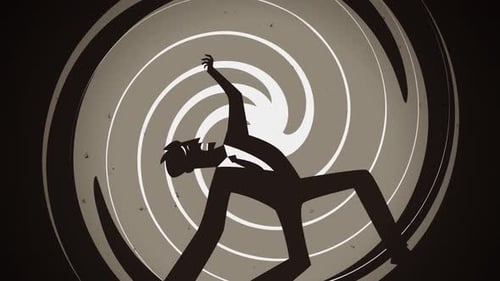hombre cayendo en una espiral de vértigo arremolinado