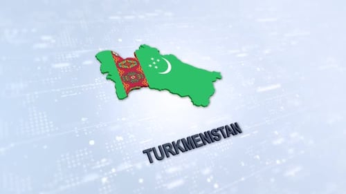 Animated 3D Map of Turkmenistan with Flag Reveal