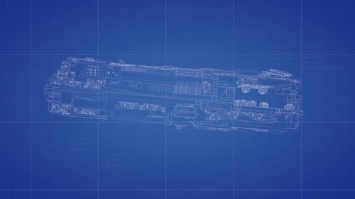 Futuristic Rotating Blueprint Wireframe Technology Animation