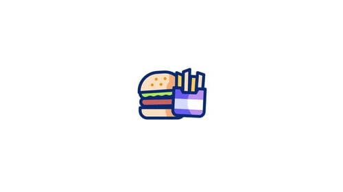 Animated Flat Design Burger And Fries Food Icon