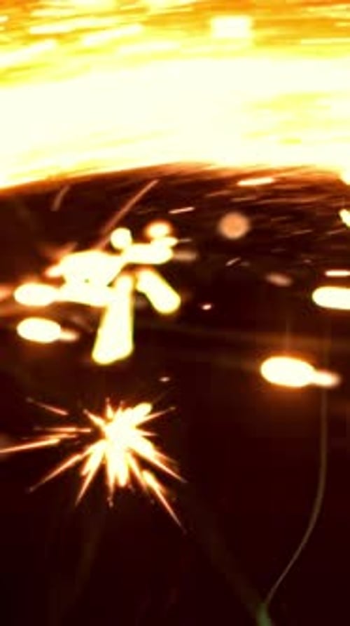 Helle Flammen mit Funken, gefilmt mit einer Hochgeschwindigkeitskamera mit 1000 Bildern pro Sekunde