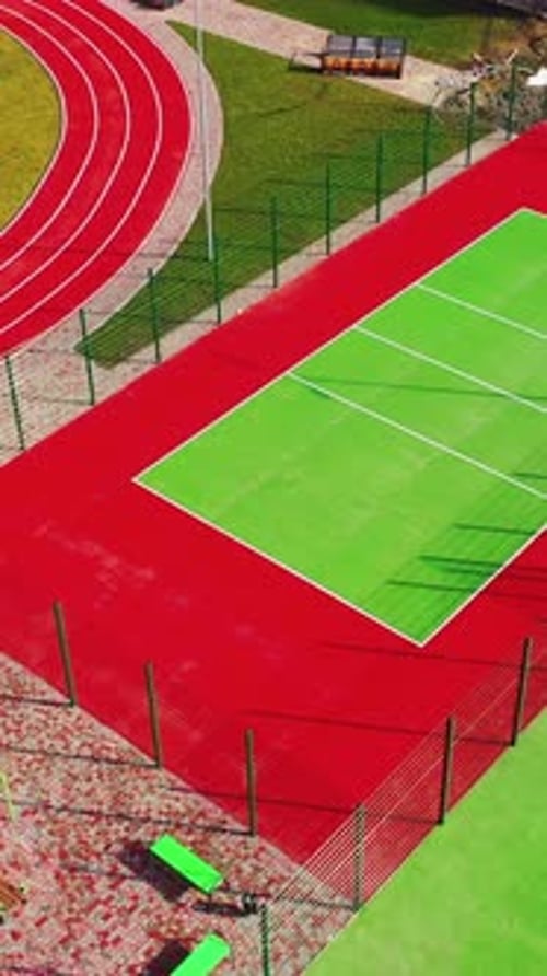 Aerial View of Sports Complex on a Sunny Day