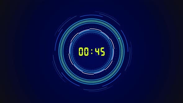 Futuristic Digital HUD Countdown Timer with Circular Elements ...