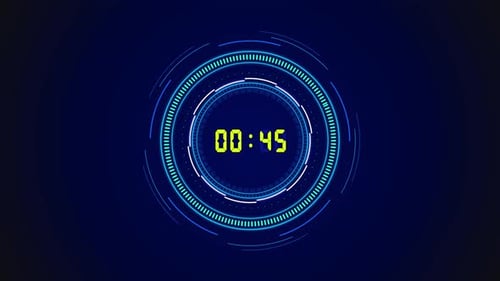 Countdown Timer HUD Futuristic Interference Countdown Timer Modern Hi Tech Circle Elements Animation