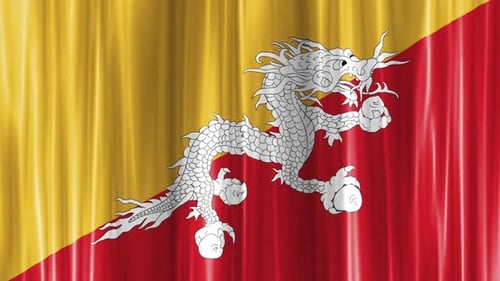 Realistic Waving Flag of Bhutan Seamless Loop Animation