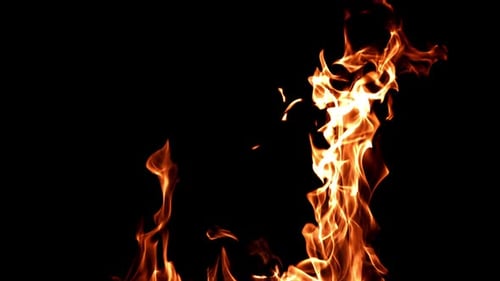 Flames on Black Background Filmed is Slow Motion 1000 Fps