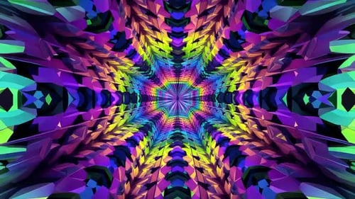 Vibrant Multicolor Kaleidoscope Tunnel Loop Abstract 3D Geom