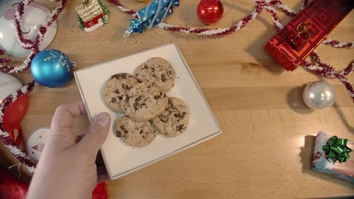 Christmas Cookies and Milk Overhead Shot