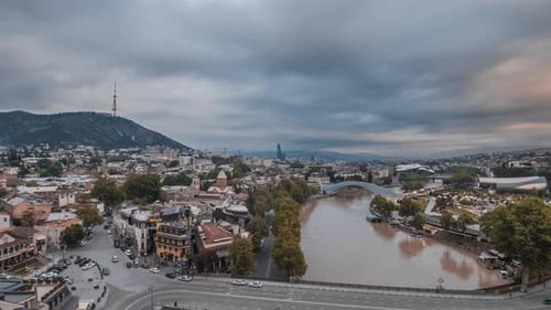 Tbilisi Next To The River Aerial