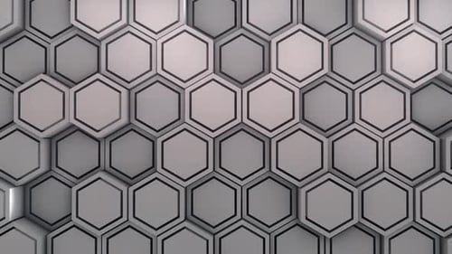 Hexagon-Hintergrundmaterial. Bewegliche Sechsecke beleuchtet. Chaotische Animation mit bewegtem Mosaik
.