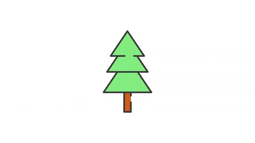 Animated Pine Tree Icon in Flat Design Style