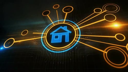 Futuristic Smart Home IoT Network Connection HUD Animation