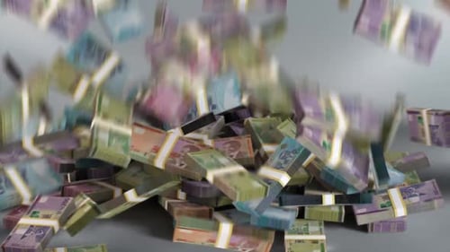 Namibia Money - Dollar Stacked Money Falling - Namibian Currency