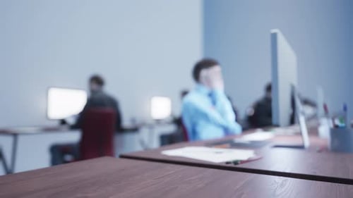 Business People Unrecognizable On The Computer Screen In The Office