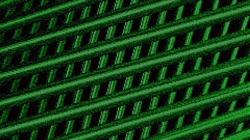 Abstract 3d Crossed Green Tube Like Stripes Moving on a Black Background Seamless Loop