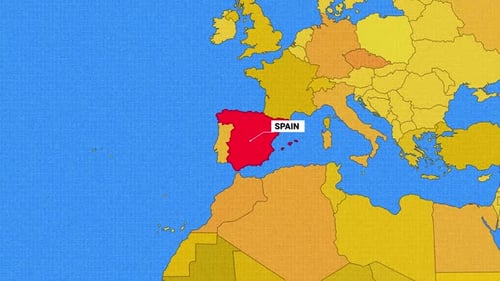 World Map Country Highlight Animation with Text Label