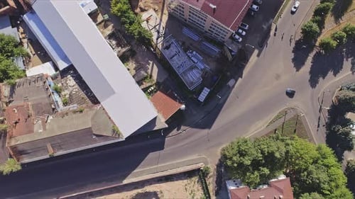 Old Factory Area with Demolished Buildings on City Street