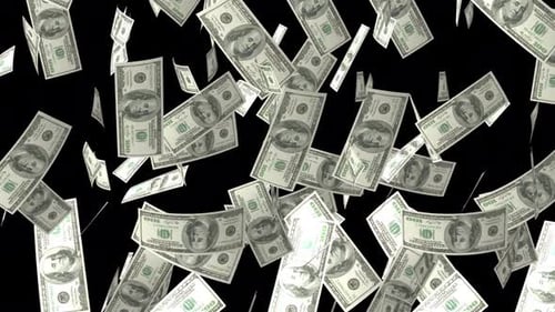 Falling US Dollar Bills Alpha Channel Animation