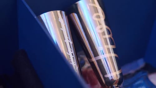 Champagne Flutes Inside Gift Box for a Celebration