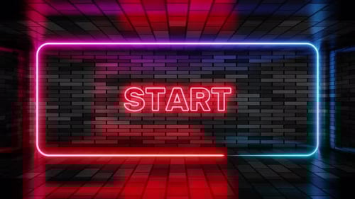 Neon Start Text Animation with Dynamic Glowing Frame
