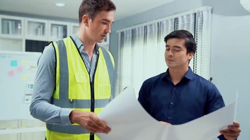 Competent Investor Investor Discuss and Brainstorm with Engineers on Blueprint