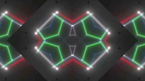 Abstract Neon Geometric Light Grid Loop Background