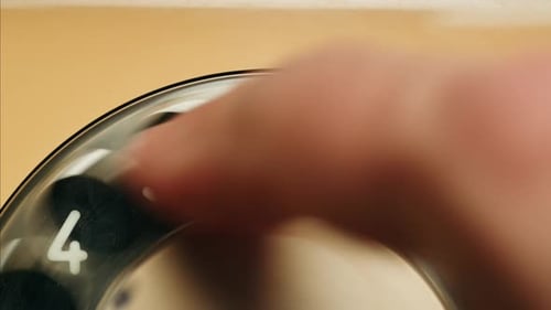 Retro Vintage Phone on Chroma Key Green Screen Rotary Telephone is Displayed on a Wooden Desk Adding