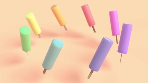 Bright 3D Popsicles Floating and Spinning Seamless Loop
