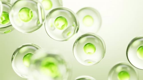 Transparent green cell bubbles background