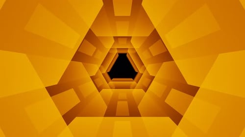 Abstract Yellow Polygonal Transparent Glass Tunnel Background