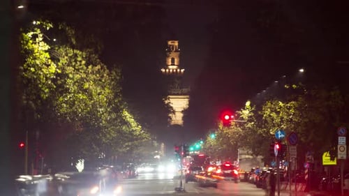 Sforza castle timelapse with catadioptric telephoto lens, Milano