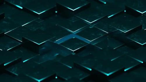 Cyan Abstract Glossed Textured Cubes Background VJ Loop in HD