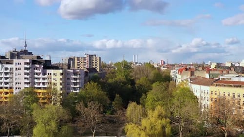 Aerial view of the Berlin TV Tower, Germany.