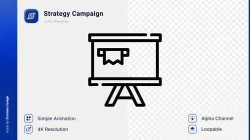 Animated Presentation Board Icon with Chart and Alpha Channel