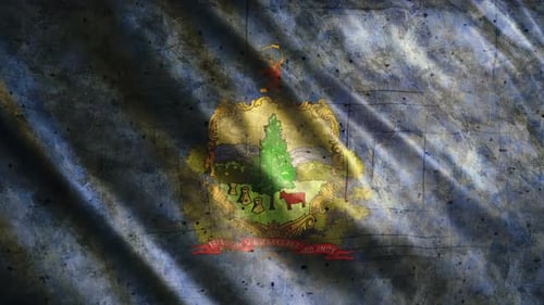 Grunge Textured Waving Vermont Flag Background Loop