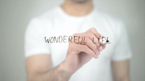 Wonderful Life, Man Writing on Transparent Screen