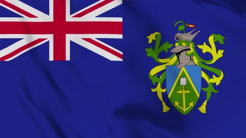 Realistic Pitcairn Islands Flag Waving Looping Animation