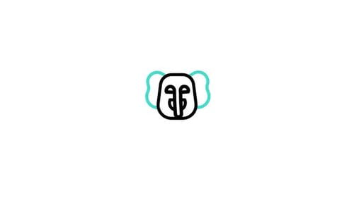 Minimalist Elephant Icon Animation with Moving Trunk and Ears