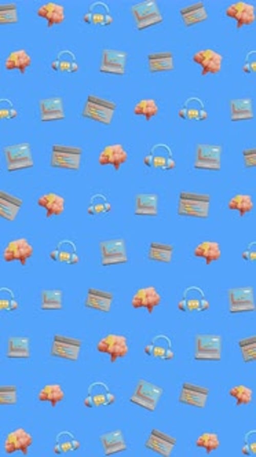 Animated 3D Technology and Design Icons Vertical Loop