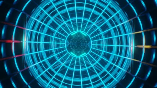 Trippy and Mesmerizing VJ Background with Colorful Flashing Lights and Scifi Elements in a Seamless