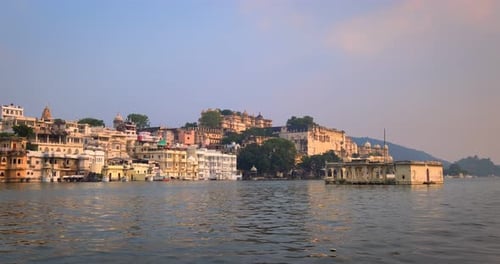 Udaipur City Palace View From Lake Pichola Udaipur Rajasthan India