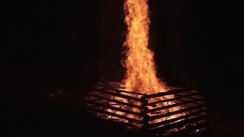 Huge Fire Burning with Big Flames