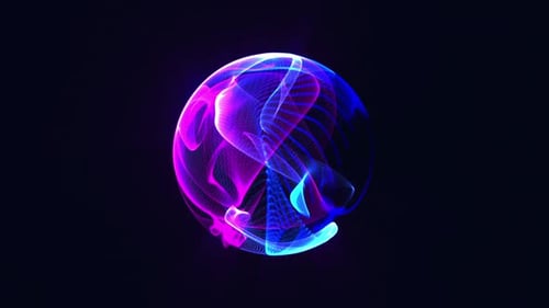 Dynamic Abstract Glowing Orb with Neon Fluid Motion