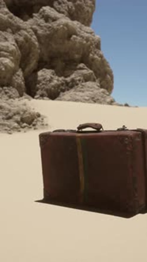 A Piece of Luggage Sitting on Top of a Sandy Beach