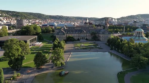 Aerial view of Neues Schloss, Stuttgart, Germany.